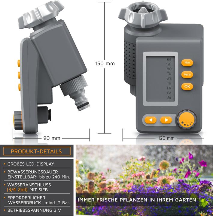 Produktbild Brandson Bewässerungscomputer, Wasserzeitschaltuhr, Bewässerungsuhr, Display, Bewässerungssteuerung digital (Bewässerungscomputer)