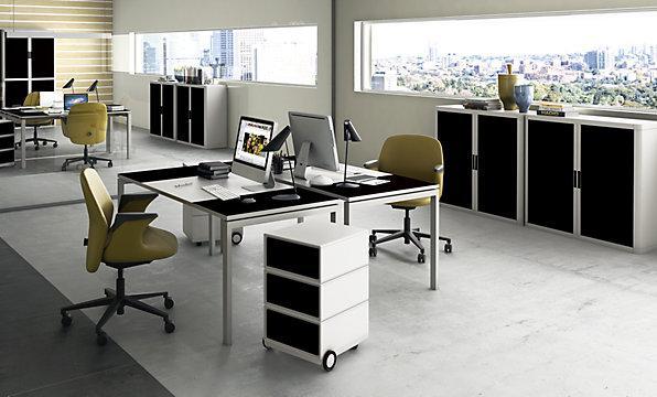 Actual product image Paperflow easyOffice® roller shutter cupboard, 4 shelves, height 2040 mm, white / black. (110 x 41.5 x 204 cm)