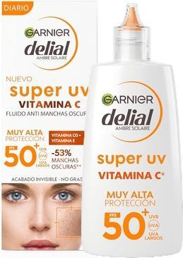 Produktbild Garnier DELIAL SUPER UV Vitamin C Anti-Flecken SPF50+ 62.65ml (Sonnencreme, SPF 50+, 66.50 ml, 0.04 g)