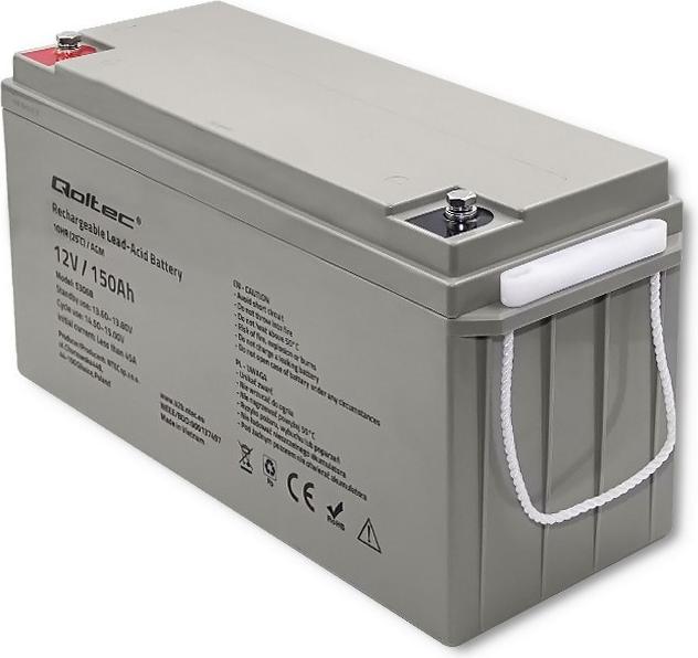 Produktbild Qoltec AGM-Batterie | 12V | 150Ah | max. 2250A (12 V, 150 Ah)