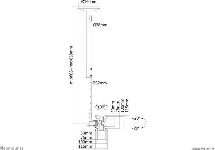 Actual product image Neomounts FPMA-C050Silver (Ceiling, 30")