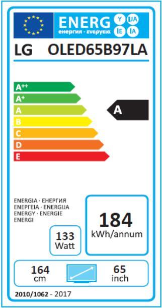 Energie-Label LG OLED65B9 (65", OLED, 4K, 2019)
