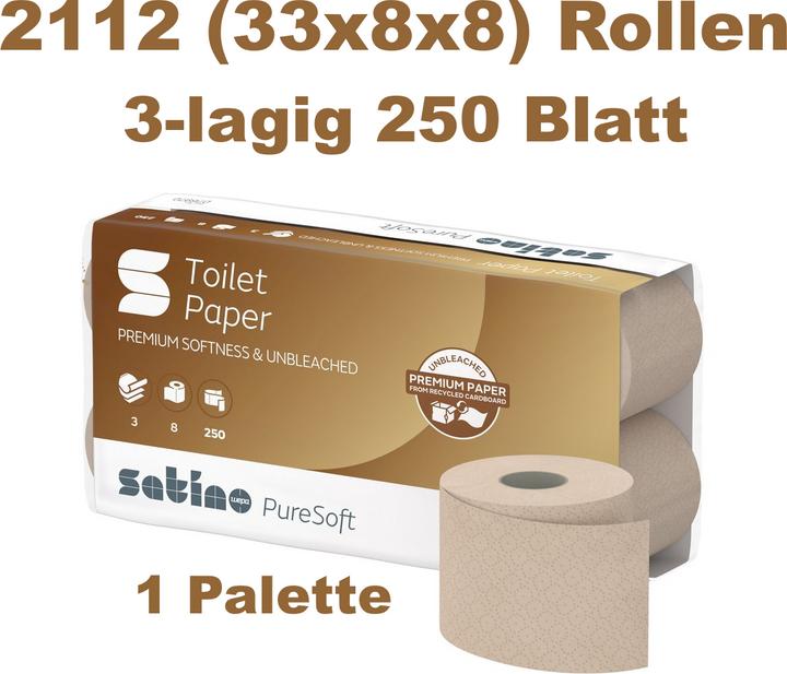 Image du produit Wepa 2112 rouleaux Satino 076970 PureSoft Papier hygiénique petits rouleaux 3 plis - 1 palette (1 x)