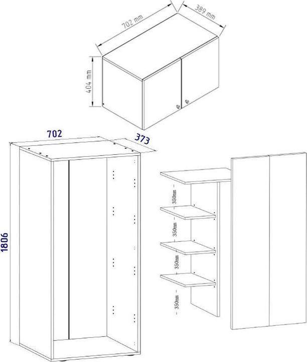Actual product image VCM Holz Besen Putzschrank Serie Vandol mit Drehtüren (70 x 40 cm)