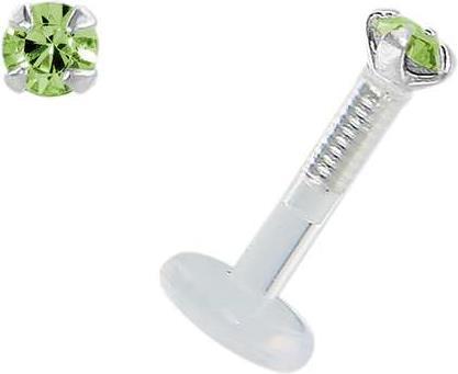Actual product image Bijouteria Piercing for lip/Tragus (Bioplastic, Silver 925, Swarovski Crystal)