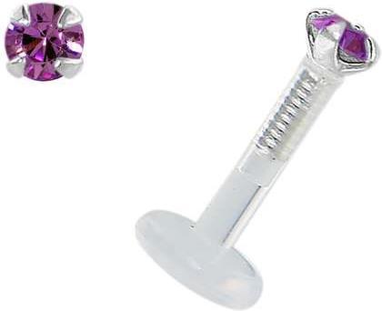 Bijouteria Piercing für Lippe/Tragus (Bioplast, Silber 925, Swarovski Kristall)