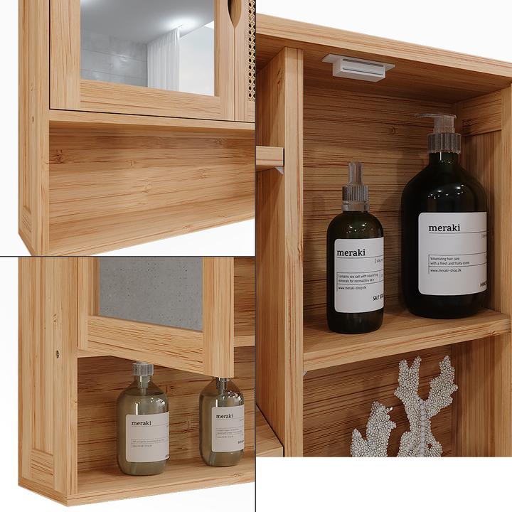 Image du produit Vichy Badspiegelschrank Liora, Bambus/Rattan, 56 x 58 cm mit Spiegel