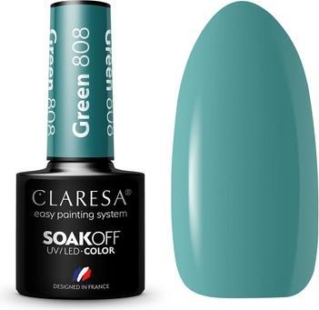Actual product image Claresa UV LED Nail Polish Collection Hybrid Manicure Soak Off Green Color No. 808 5ml (Green, UV gel varnish)