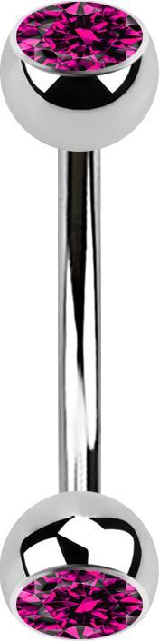 Immagine prodotto Star Piercing Banana argento con due sfere di cristallo fucsia (senza ottone, Acciaio chirurgico 316L)