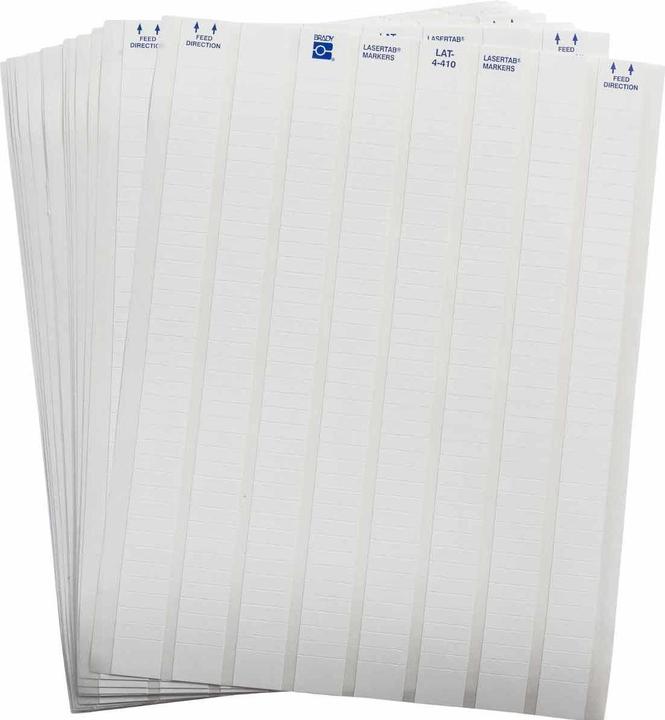 Produktbild Brady LAT-4-410-10, Polyolefin, Weiss, 20.32 x 6.35 mm, selbstzerstörend, US-Letter, 8-bahnig (10.2