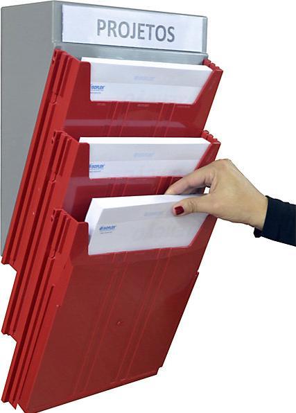 Image du produit Eichner Trieur mural BIG, pour format A4, hauteur utile 34 mm, bac rouge. (A4)