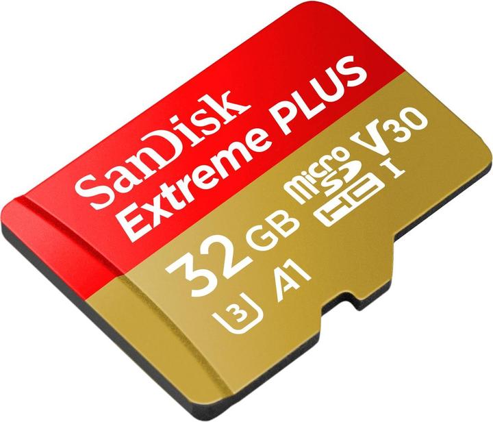 Image du produit SanDisk microSDHC 100MB A1 32GB Extreme Plus Plus (32 Go, microSDHC, U3, UHS-I)