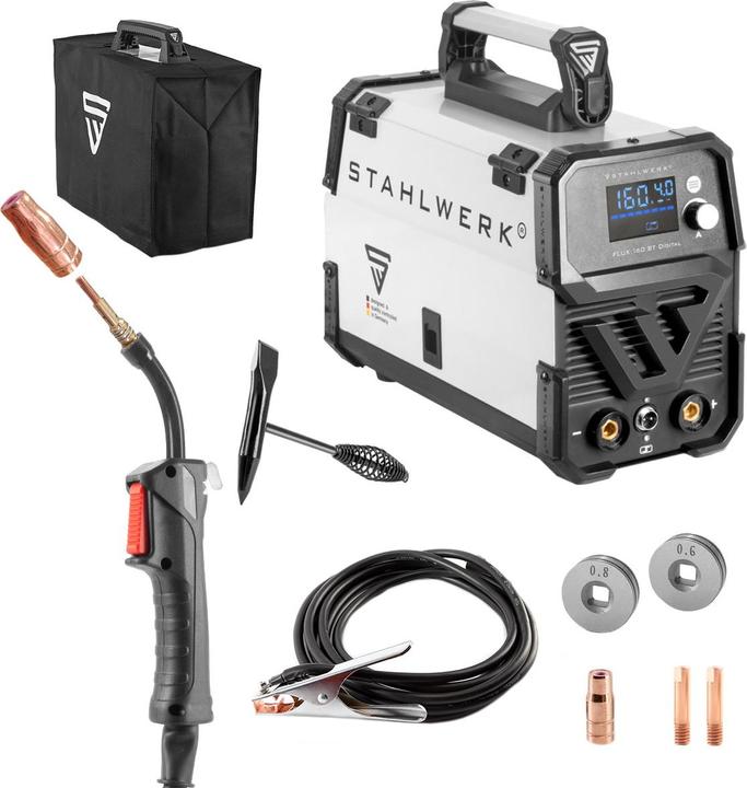Stahlwerk FLUX 160 ST Digital welding machine with 160 A, synergic wire feed