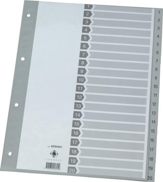 Produktbild Q-Connect Register Vollformat aus PP, mit Indexblatt in Klarsichttasche