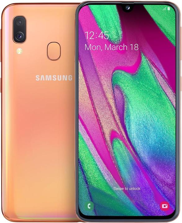 Samsung Galaxy A40 (64 GB, Coral, 5.90", Dual SIM, 16 Mpx, 4G)