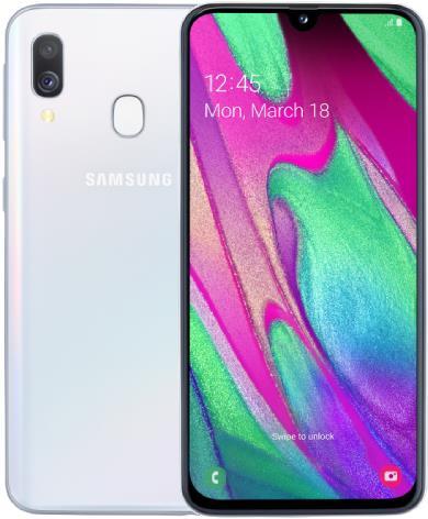 Samsung Galaxy A40 (64 GB, White, 5.90", Dual SIM, 16 Mpx, 4G)