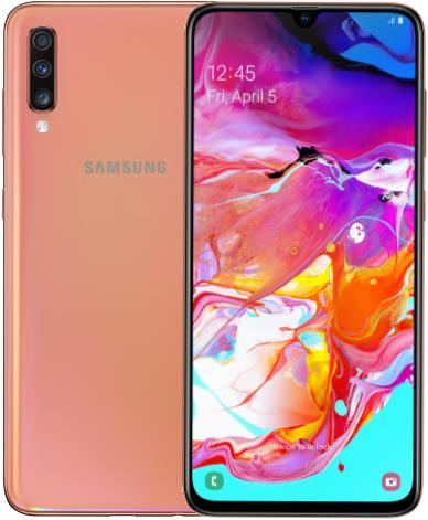 Samsung Galaxy A70 (128 GB, Coral, 6.70", Dual SIM + SD, 32 Mpx, 4G)