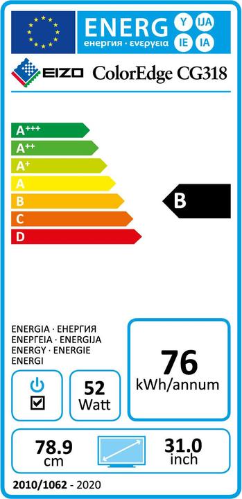 Energie-Label Eizo Cg318-4k (4096 x 2160 Pixel, 31.10")
