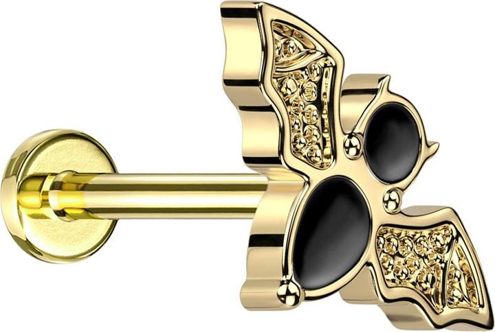 Star Piercing Micro Threadless Labret vergoldet Fledermaus vergoldet (ohne Messing, Titan G23)