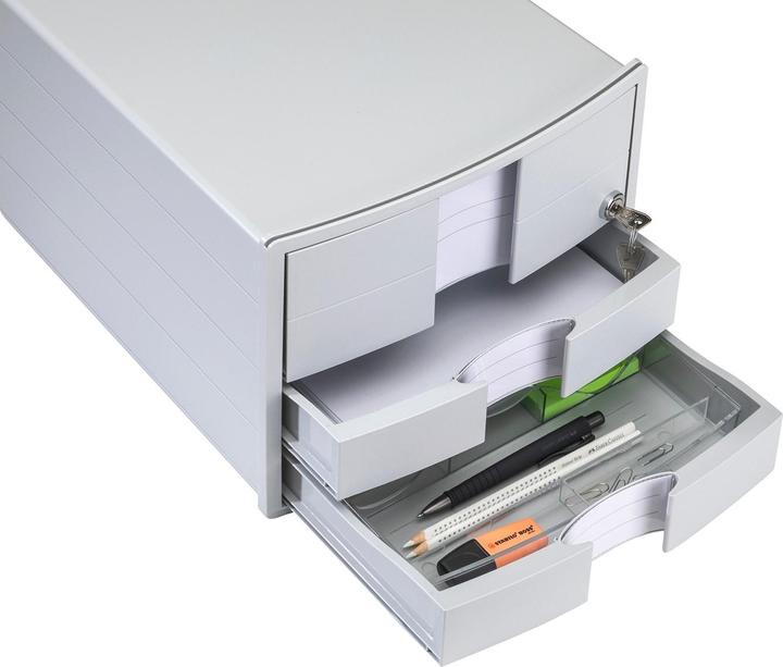 Actual product image Han IMPULS 1018-11 Drawer box gray DIN A4, DIN C4 Number of drawers: 3 (C4, A4)