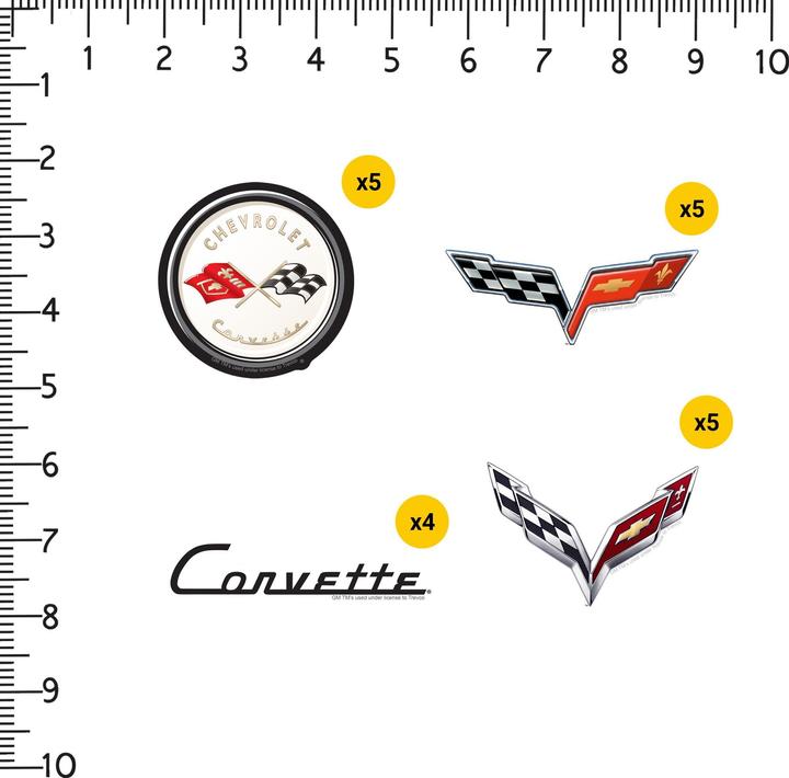 Immagine prodotto Chevrolet Corvette Deluxe Logo Adesivi Misura Confezione 50