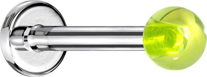 Actual product image Star Piercing Labret silver with ball green "Glow (Acrylic, without brass, Surgical steel 316L)