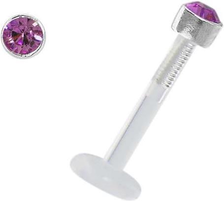 Image du produit Bijouteria Piercing pour lèvre/Tragus (Bioplastique, Argent 925, Cristal Swarovski)