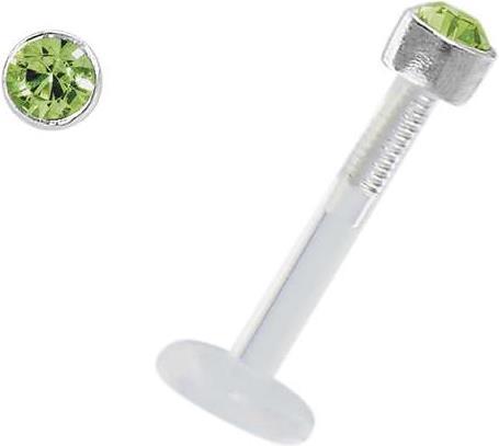 Image du produit Bijouteria Piercing pour lèvre/Tragus (Bioplastique, Argent 925, Cristal Swarovski)