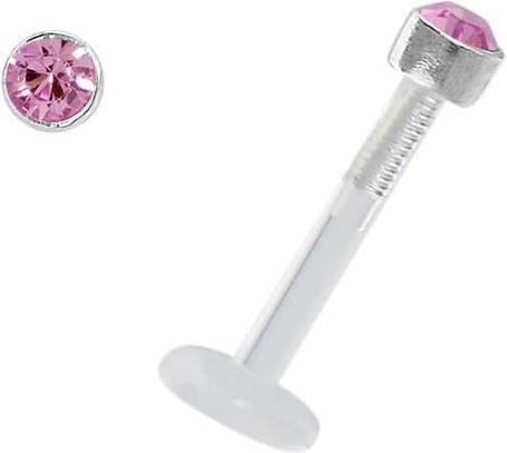 Image du produit Bijouteria Piercing pour lèvre/Tragus (Bioplastique, Argent 925, Cristal Swarovski)