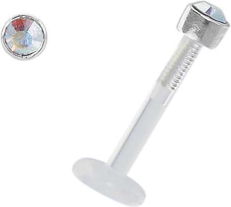 Actual product image Bijouteria Piercing for lip/Tragus (Bioplastic, Silver 925, Swarovski Crystal)
