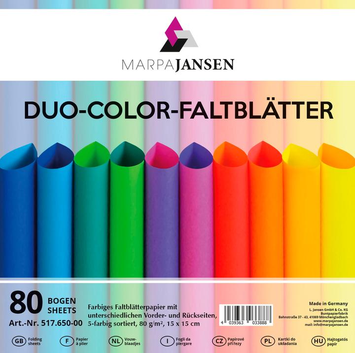 Produktbild MarpaJansen Faltblätter "Duo-Color", Rainbow Colors, 15 x 15 cm, 80 Blatt (80 g/m², 80 x)