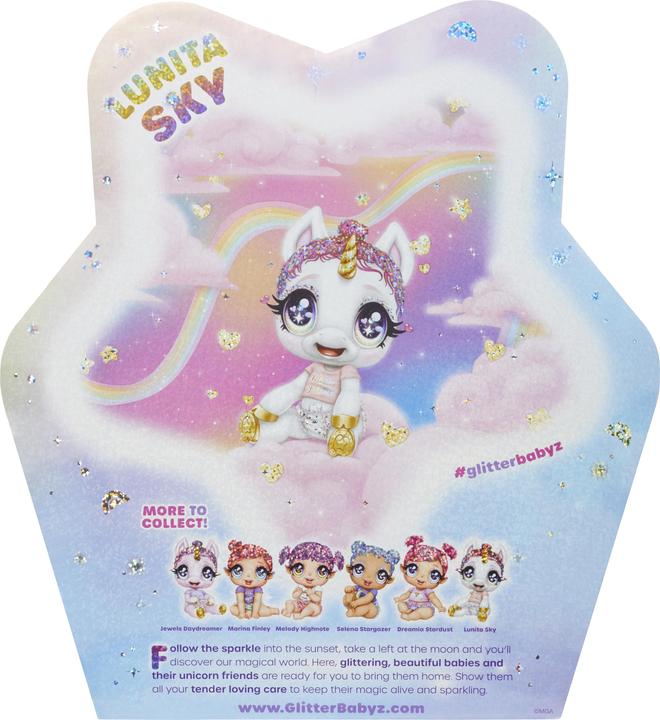 Actual product image MGA Glitter Babyz Unicorn Doll-White Rainbow