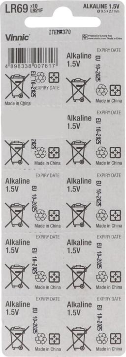 Image du produit Vinnic 10er Pack AG6, LR921, LR69, V371, SR69, L912 F, L912F (10 pcs, SR69, 29 mAh)