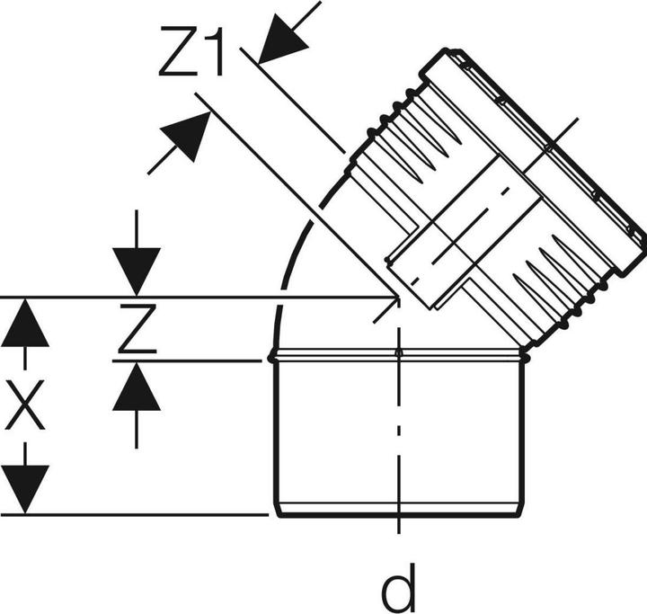 Produktbild Geberit Vertriebs GmbH Silent-PP Bogen mit Muffe 45Grad DN100