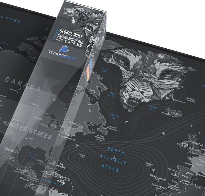 Produktbild Titanwolf Gaming Mauspad XXL, glattes Stoffgewebe, Speed Mausmatte, 900 x 400mm grosse Fläche, Globus (XXL)
