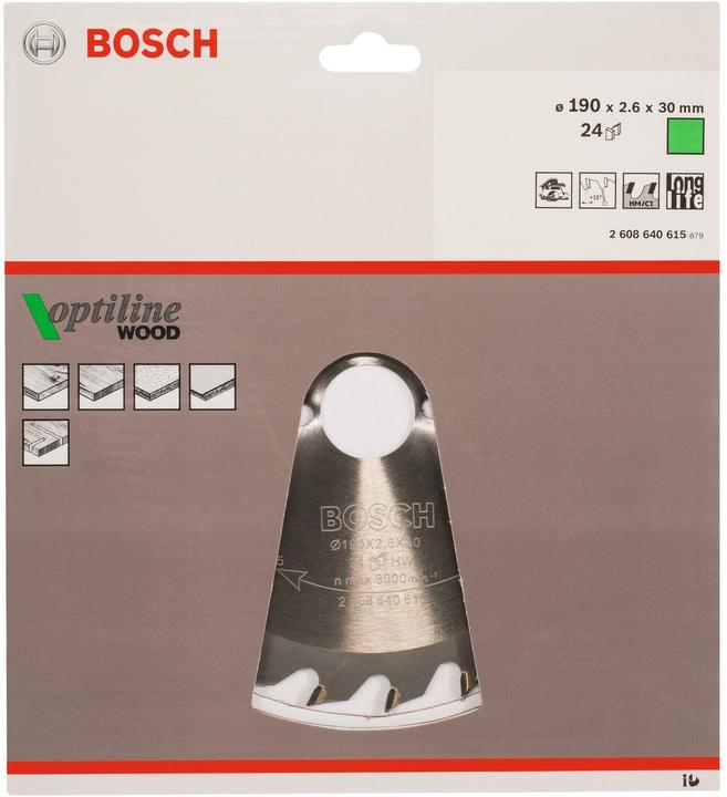 Actual product image Bosch Professional Zubehör PRO Wood circular saw blade, 190 x 2.6 x 30 mm