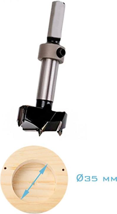 Image du produit Stahlwerk Gabarit de perçage de bande de pot avec mèche Forstner de 35 mm Mèche à charnière (35 millimètres)