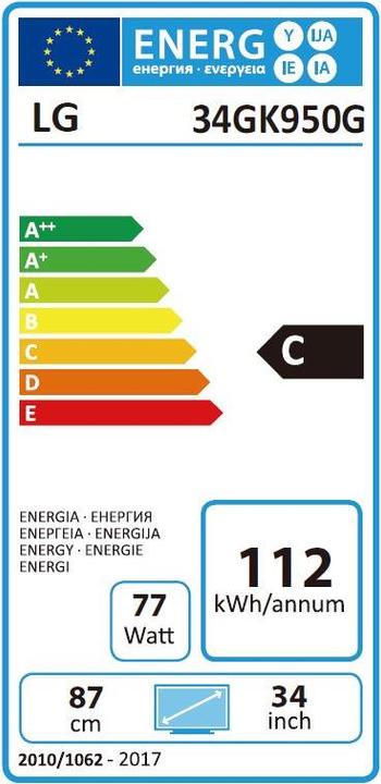 Energy Label LG 34GK950G-B (3440 x 1440 pixels, 34")