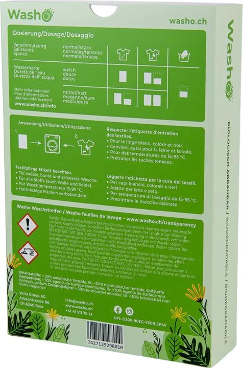 Image du produit Washo Bande de lavage (60 Cycles de lavage, Linge de toilette)