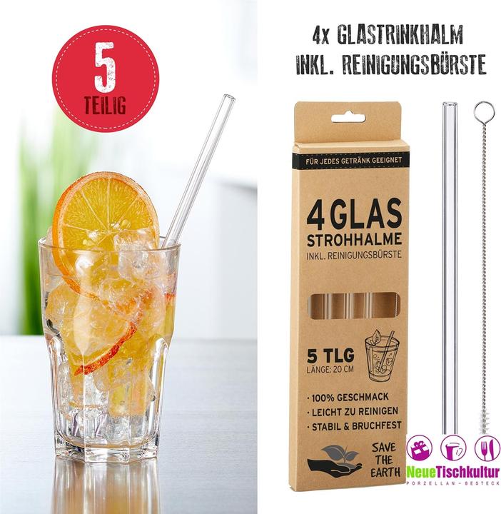 Produktbild neuetischkultur Glas-Trinkhalm 4er Set (4 x)