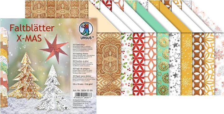 Actual product image Ursus Folding sheets X-Mas 15 x 15 cm, 110 g/m², 30 sheets, multicoloured (110 g/m², 30 x)
