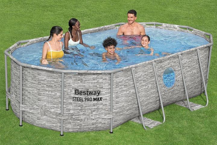 Produktbild Bestway Steel Pro MAX Splashview Frame P ool Komplett-Set mit Filterpumpe 427x250 (427 x 250 x 100 cm)