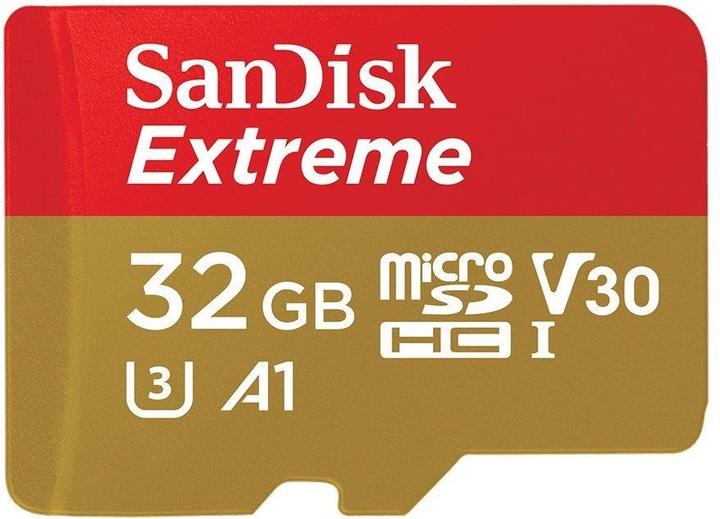 Actual product image SanDisk microSDHC ActionSC 32GB 2x Extr.100MB (32 GB, microSDHC, U3, UHS-I)