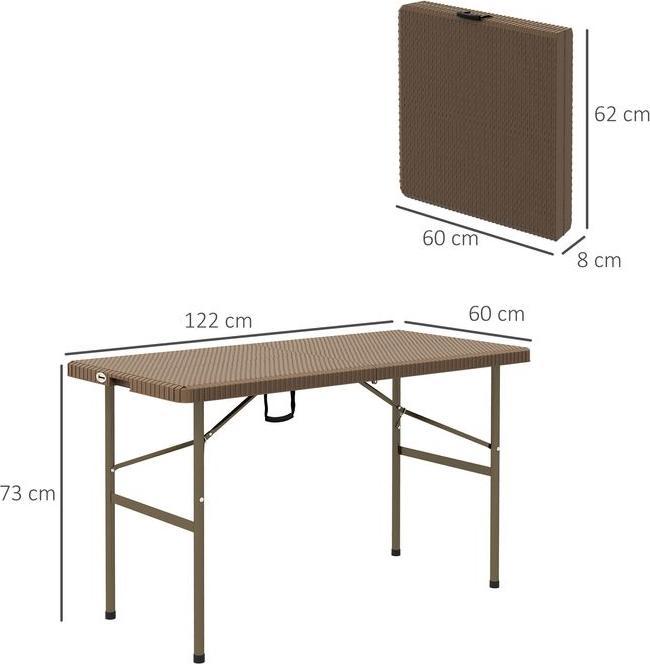 Immagine prodotto Swisshandel24 Tavolo da campeggio pieghevole con aspetto in rattan, per 4 persone, caricabile fino a 50 kg, HDPE
