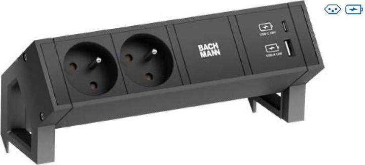 Immagine prodotto Bachmann Scrivania 2 (2 x, USB-A, USB-C, Tipo 13, 0.20 m)