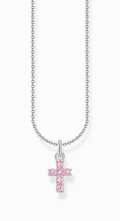 Produktbild Thomas Sabo Kette mit rosafarbenem Kreuz-Anhänger Silber (925 Sterlingsilber, 38 - 45 cm)