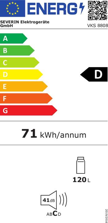 Label énergétique Severin VKS8808 (120 l)