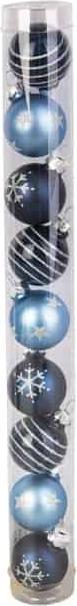 Produktbild Illumax Christbaumkugeln aus Glas - Sterne/Schneeflocken/Streifen - blau/silber - ca. 3 cm - 9 Stück (9 -teilig)
