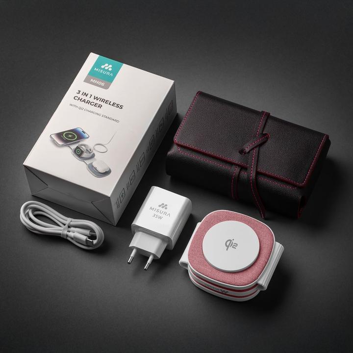 Image du produit Misura MH06 Chargeur magnétique sans fil pliable - ROSE (35 W)