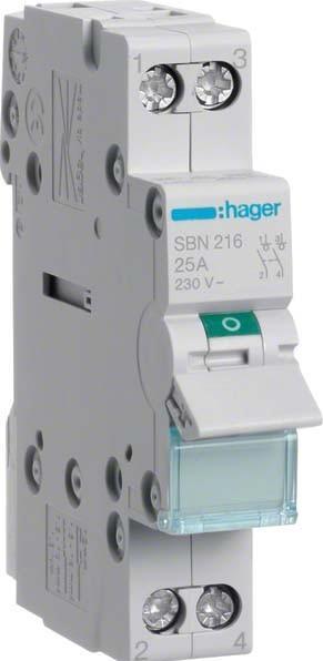 Actual product image Hager SBN216. Rated current: 16 A, Coil voltage (max): 440 V. Module quantity (max): 1 module(s). Width: